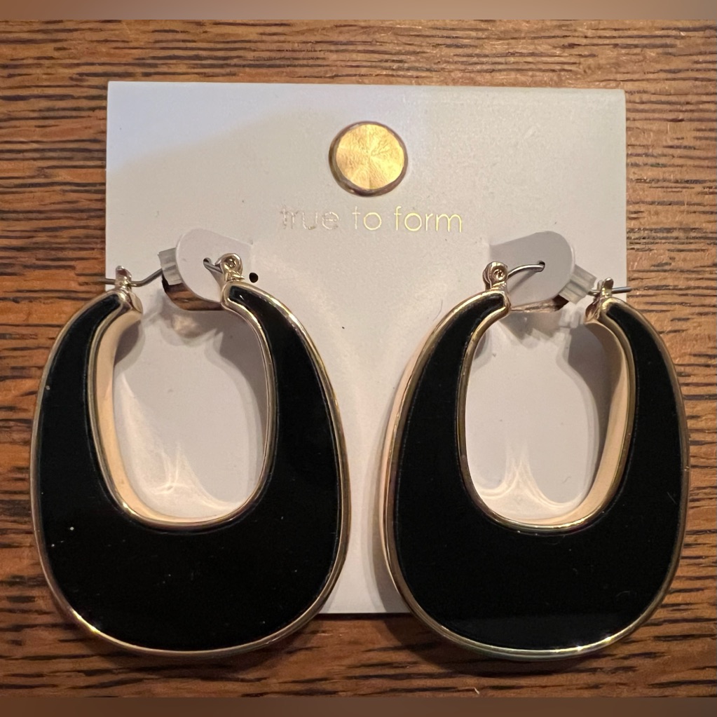 True To Form BlackGold Geometric Earrings 36$